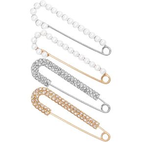 4 Pcs Women Pearl Brooch Pins Fashion Faux Crystal Pearl Brooches Sweater Shawl Clips Dress Shirt Pin for Women's Clothing Accessories in Saudi Arabia