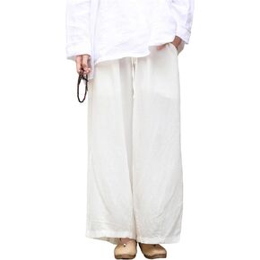 Women's Wide Leg Cotton Linen Palazzo Pants Loose Fit High Waist Summer Trousers Casual Boho Beach Pants in Saudi Arabia