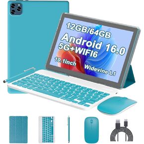 Android 15 Tablet 10 Inch, 12(3+9) GB RAM+64GB ROM, 2 in 1 Tablets with Keyboard Case Mouse Stylus, 1.8GHz Five-core Processor, 1280 * 800 IPS HD Screen, 5G WiFi6 BT 5.3, 8MP Camera Tableta PC in Saudi Arabia