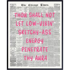 Positive Quotes Wall Decor - Aura Inspirational Wall Art for Women - Pink Boho-chic Print - Cute Office Wall Art - funny Sayings Trendy Stuff - Funky Eclectic Art Print in Saudi Arabia