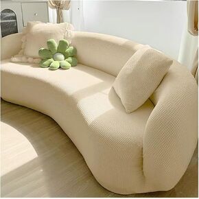Washable Semi-Circle Couch Slipcover, Stretchy Curved Sofa Cover for Living Room, 3-seat Sectional (fits 72-92 in) - Durable, Stylish Protection #1 3 seat [72-92 in] in Kuwait