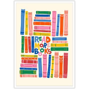 Colorful Read More Books Wall Art Modern Kids Motivational Book Poster Print Positive Reading Nook Canvas Decor Academia Aesthetic Nursery Library Classroom Kids Room 12x16 Inch Unframed in Saudi Arabia