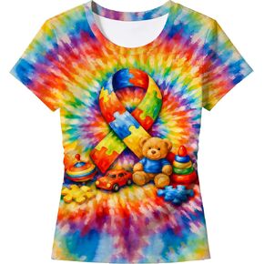 Womens Tie Dye T Shirts Hippes Short Sleeve Tees in Saudi Arabia