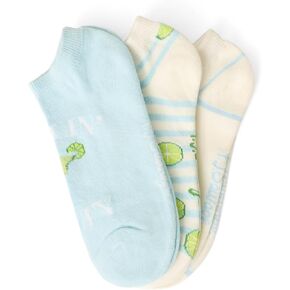 P.J. Salvage Women's Playful Prints Feeling Salty 3-Pack No Show Socks, Light Blue, One Size in Kuwait