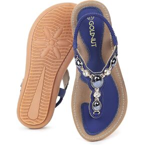 Flat Sandals for Women Summer Comfortable T-Strap Rhinestone Dressy Casual Beach Slingback Shoes in Saudi Arabia
