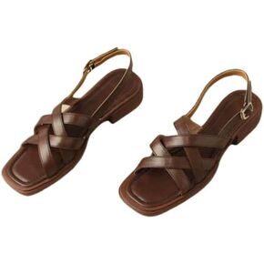 Summer vintage soft flat low-heeled Roman shoes with open toe - women's sandals in Saudi Arabia