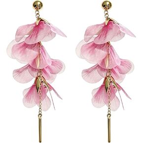 Bohemian Fabric Flower Tassel Dangle Drop Earrings Unique Petal Butterfly Sparkly Crystal Pearl Gold Stud Earrings For Women in Saudi Arabia