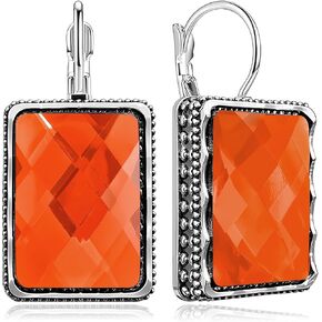 Chic Large Glitter Rhinestone Rectangle Geometric Dangle Drop Earrings Unique Vintage Silver Sparkly Crystal Square Leverback Earrings For Women in Saudi Arabia