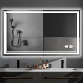 48 x 28'' LED Mirror for Bathroom Fogless Bathroom Mirror with LED Lights Stepless Dimmable 3 Colors Front and Backlit Lights Lighted Bathroom Mirror Wall Mounted Horizontal/Vertical in Saudi Arabia