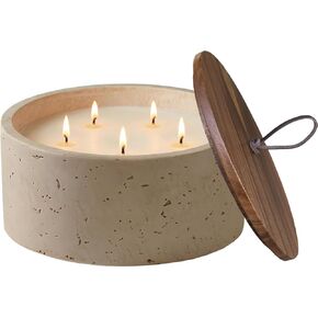 GalDal Scented Candle - Cinnamon & Vanilla, 42 oz. 5 Wick Large Candle Made with Coconut Oil and Soy Blend Wax | Acacia Wood Lid in Saudi Arabia
