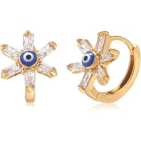 Evil Eye Hoop Earrings for Women,18K Gold Plated Cubic Zirconia Huggie Earrings,Hypoallergenic Small Gold Earrings,Boho Evil Eye Jewelry Gift in Saudi Arabia