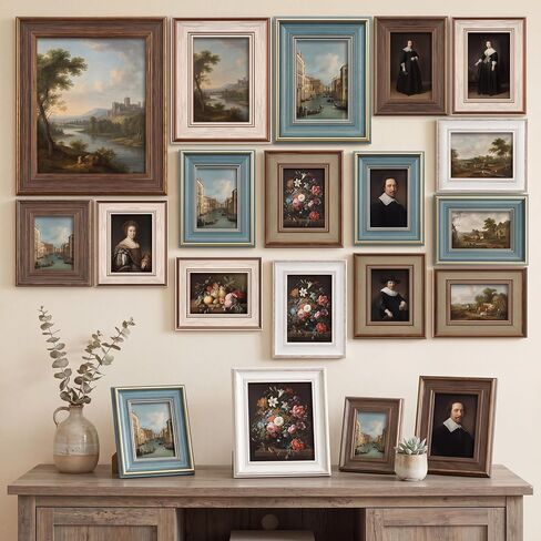 Kathfly 20 Pack Vintage Picture Frames for Wall or Tabletop Display Ornate Vintage Picture Frame 8x10 5x7 4x6 3.5x5 French Country Photo Frame for Gallery Farmhouse Bedroom Living Room Decor(Retro) in Kuwait