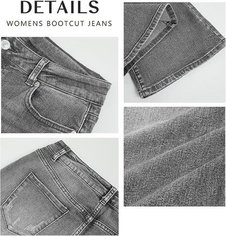 Koinshha Womens High Waisted Jeans Flare Stretch Boyfriend Casual Bootcut Denim Pants Size 12 A Grey in Saudi Arabia