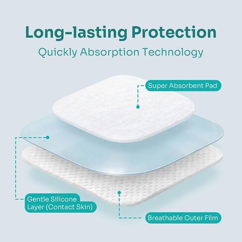 Conkote Silicone Adhesive Island Wound Dressing 4 x 4 in, Large Bandages for Sensitive Skin First Aid Wound Care, Individually Wrapped Adhesive Bandages with Non-Stick Central Pad 10 Count in Saudi Arabia