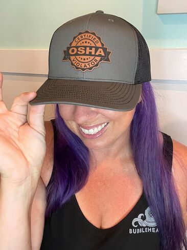 BUBBLEHEAD INK Certified OSHA Violator Trucker Hat, Funny Baseball Cap for Blue Collar Worker, Adjustable Snackback in Saudi Arabia