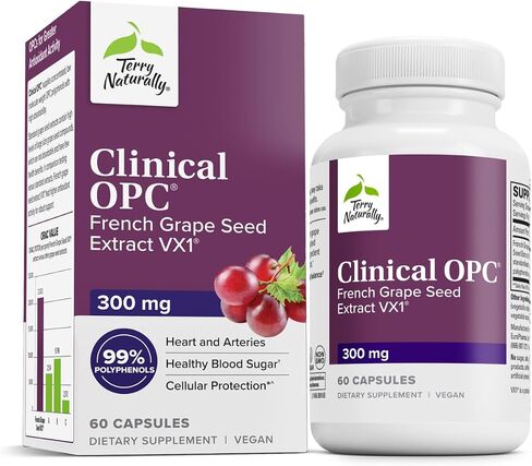 Terry Naturally Clinical OPC 150 mg - 60 Vegan Capsules - French Grape Seed Extract Supplement - Antioxidant - Non-GMO, Gluten Free - 60 Servings in Kuwait