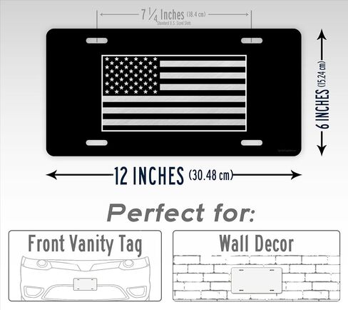 Tactical American Flag License Plate Patriotic USA Auto Tag AR15 US Army Badge Patch Black & White in Saudi Arabia