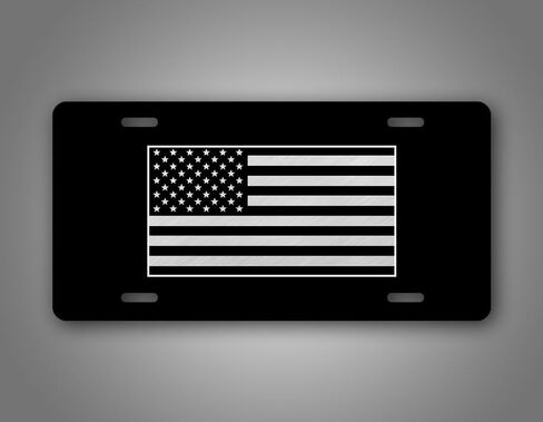 Tactical American Flag License Plate Patriotic USA Auto Tag AR15 US Army Badge Patch Black & White in Saudi Arabia