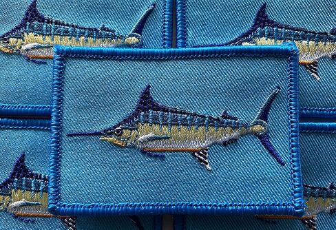 Gadsden and Culpeper 2" x 3" Marlin Fishing Tactical Patch - 1 Piece - Rectangular - Hook Mounting - Fabric (Polyester/Cotton with Nylon backing) - Blue, Silver, Marlin - Patch in Kuwait