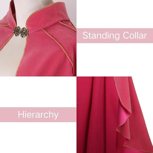 Women's Medieval Velvet Cloak, Renaissance Cape Stand-Up Collar Queen Princess Costume Halloween Christmas Wedding in Kuwait