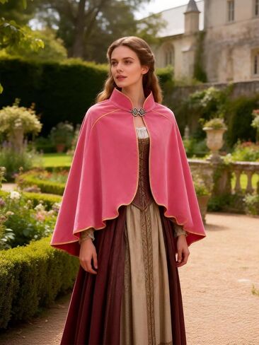Women's Medieval Velvet Cloak, Renaissance Cape Stand-Up Collar Queen Princess Costume Halloween Christmas Wedding in Kuwait