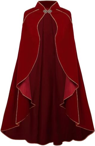 Women's Medieval Velvet Cloak, Renaissance Cape Stand-Up Collar Queen Princess Costume Halloween Christmas Wedding in Kuwait