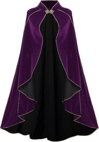 Women's Medieval Velvet Cloak, Renaissance Cape Stand-Up Collar Queen Princess Costume Halloween Christmas Wedding in Kuwait