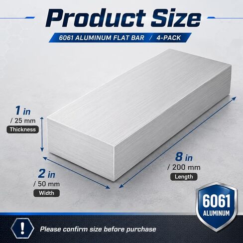 1PCS Aluminum Bar 2x4x8 inch Aluminum Flat Bar 6061 Solid Extruded Lathe Bar Stock Aluminum Flat Plate Aluminum General Purpose Plate for Industrial, DIY Craft in Kuwait