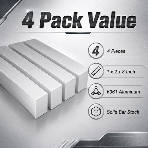 1PCS Aluminum Bar 2x4x8 inch Aluminum Flat Bar 6061 Solid Extruded Lathe Bar Stock Aluminum Flat Plate Aluminum General Purpose Plate for Industrial, DIY Craft in Kuwait