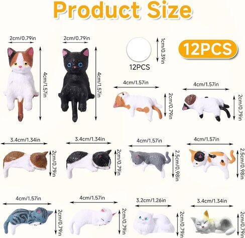 Cat Car Dashboard Accessories, 12 Pcs Funny Mini Cat Figurines Decor, Cute Car Rear View Mirror Car Gifts, Funny Computer Monitor Desk Decorations for Women & Girls in Kuwait