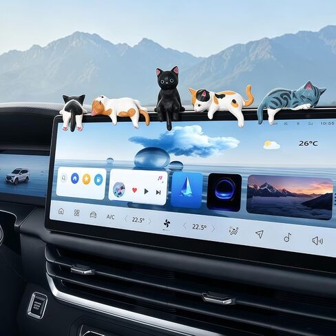 Cat Car Dashboard Accessories, 12 Pcs Funny Mini Cat Figurines Decor, Cute Car Rear View Mirror Car Gifts, Funny Computer Monitor Desk Decorations for Women & Girls in Kuwait