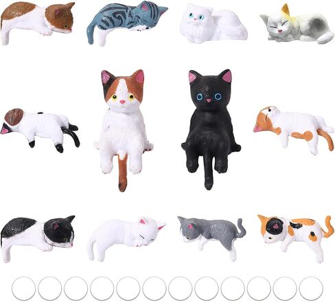 Cat Car Dashboard Accessories, 12 Pcs Funny Mini Cat Figurines Decor, Cute Car Rear View Mirror Car Gifts, Funny Computer Monitor Desk Decorations for Women & Girls in Kuwait