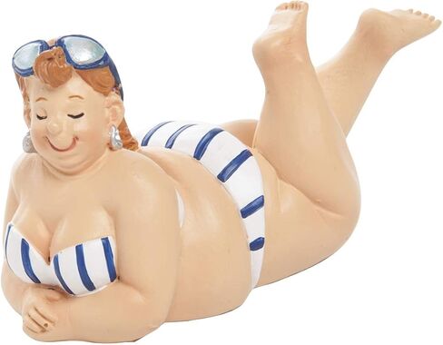 Beachcombers Sunbathing Beach Lady Decorative Figurine Versatile Summer Coastal Nautical Beach House Home Living Room End Table Coffeetable Kitchen Dining Dinner Tabletop Bathroom Bedroom Resin Decor in Kuwait