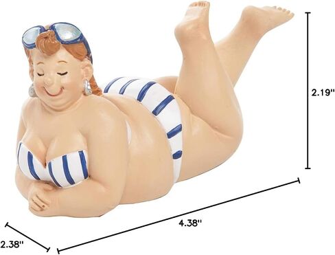 Beachcombers Sunbathing Beach Lady Decorative Figurine Versatile Summer Coastal Nautical Beach House Home Living Room End Table Coffeetable Kitchen Dining Dinner Tabletop Bathroom Bedroom Resin Decor in Kuwait