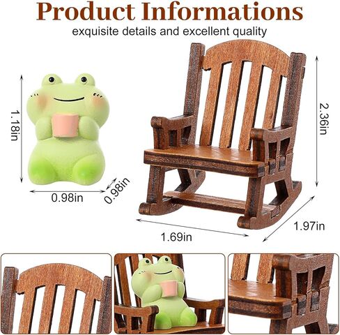 Miniature Frog Figurines, Funny Bookshelf Trinkets Frogs with Rocking Chair, Cute Funny Frog Resin Tea-Drinking Statue,Gifts for Women Men Girlfriend Boyfriend Home Office Decor in Saudi Arabia