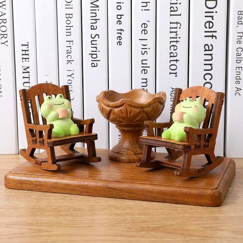 Miniature Frog Figurines, Funny Bookshelf Trinkets Frogs with Rocking Chair, Cute Funny Frog Resin Tea-Drinking Statue,Gifts for Women Men Girlfriend Boyfriend Home Office Decor in Saudi Arabia