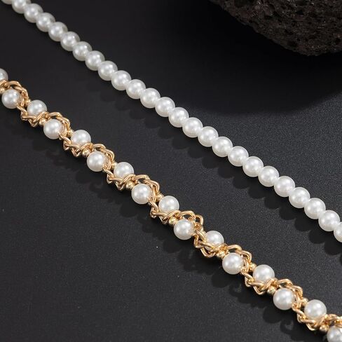 Wallet Chain Pants Chain Hip Hop Punk Jeans Chain Key Chain Goth Pearl Accessories for Women Men - Gold in Saudi Arabia