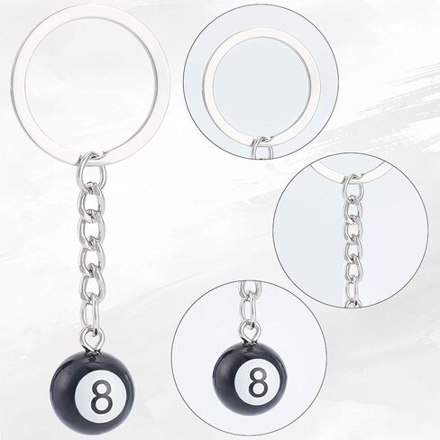 10Pcs 8 Ball Billiards Keychain Black Enamel Number 16mm 8 Charm Keyring for Bag Backpack Purse Accessories for Adults in Saudi Arabia