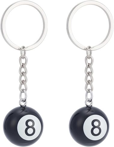 10Pcs 8 Ball Billiards Keychain Black Enamel Number 16mm 8 Charm Keyring for Bag Backpack Purse Accessories for Adults in Saudi Arabia