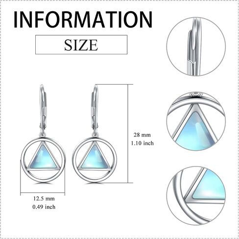 أقراط VONALA AA للنساء من الفضة الاسترليني المجهولة الانتعاش Moonstone المتدلية أقراط متدلية مجوهرات الرصانة هدية للاحتفال بمدمني الكحول المجهولين النساء الرصين in Kuwait