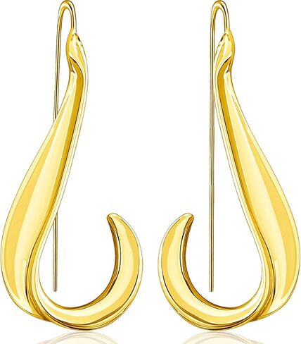 Minimalist Silver Teardrop Lightweight Dangle Drop Earrings Fluid Swirl Waterdrop Geometry Threader Hook Earrings for Women in Saudi Arabia