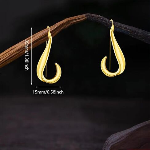Minimalist Silver Teardrop Lightweight Dangle Drop Earrings Fluid Swirl Waterdrop Geometry Threader Hook Earrings for Women in Saudi Arabia