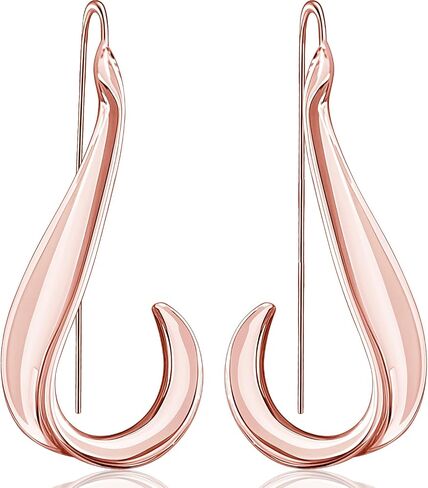 Minimalist Silver Teardrop Lightweight Dangle Drop Earrings Fluid Swirl Waterdrop Geometry Threader Hook Earrings for Women in Saudi Arabia