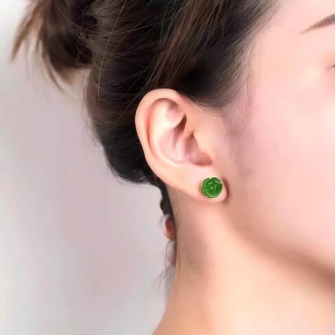 Jade Earrings for Women Turquoise Tiger Eye Earrings Gold Hoop Jade Dangle Earring India Earrings Trendy Stainless Steel Emerald Green Dangle Earrings Non Tarnish in Saudi Arabia