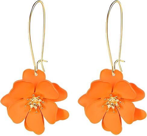 WCRAZYE Boho Flower Dangle Earrings Long Layered Tiered Matte Flower Earrings Elegant Floral Petal Earrings Daisy Statement Earring for Women Wedding Jewelry in Kuwait