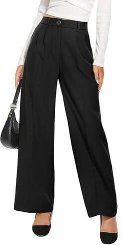 Womens Wide Leg Pants High Waisted Stretchy Fall Winter Business Casual Comfy Trousers with Pockets in Saudi Arabia