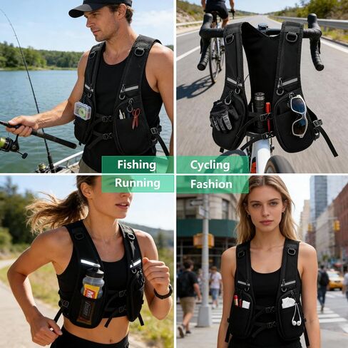 Lightweight Running Vest Backpack Cargo Vest Jacket - Unisex for Marathon Trail Cycling Hiking Jogging, Black in Saudi Arabia