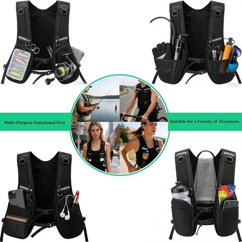 Lightweight Running Vest Backpack Cargo Vest Jacket - Unisex for Marathon Trail Cycling Hiking Jogging, Black in Saudi Arabia