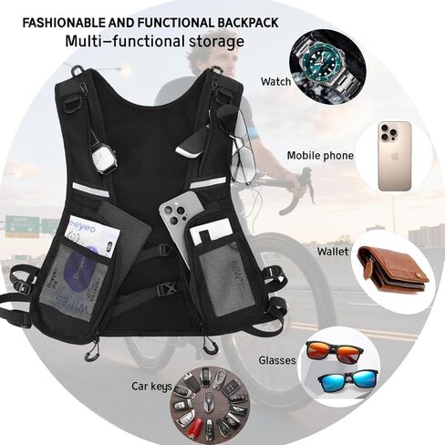 Lightweight Running Vest Backpack Cargo Vest Jacket - Unisex for Marathon Trail Cycling Hiking Jogging, Black in Saudi Arabia