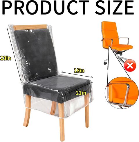 Plastic Chair Covers for Dining Chairs 4 Pack, Clear Plastic Chair Covers，Clear Waterproof Seat Protectors - Anti-Scratch, No Dust, Spill or Pet Hair (21" x 18") in Saudi Arabia